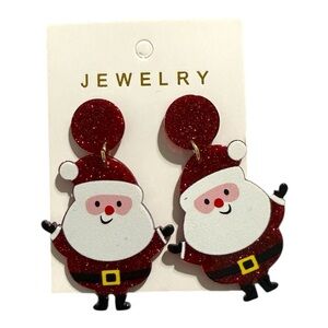 Glitter Santa Claus Dangle Earrings – Holiday Post Backs